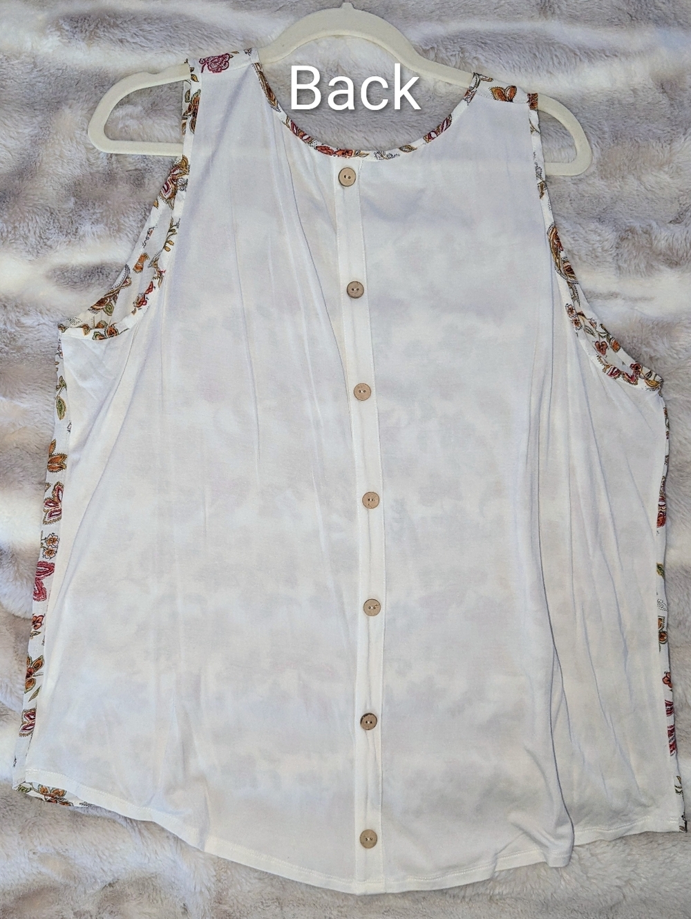 Fortune+Ivy Floral Sleeveless Blouse XXL Boho Tank Top Faux Button Back